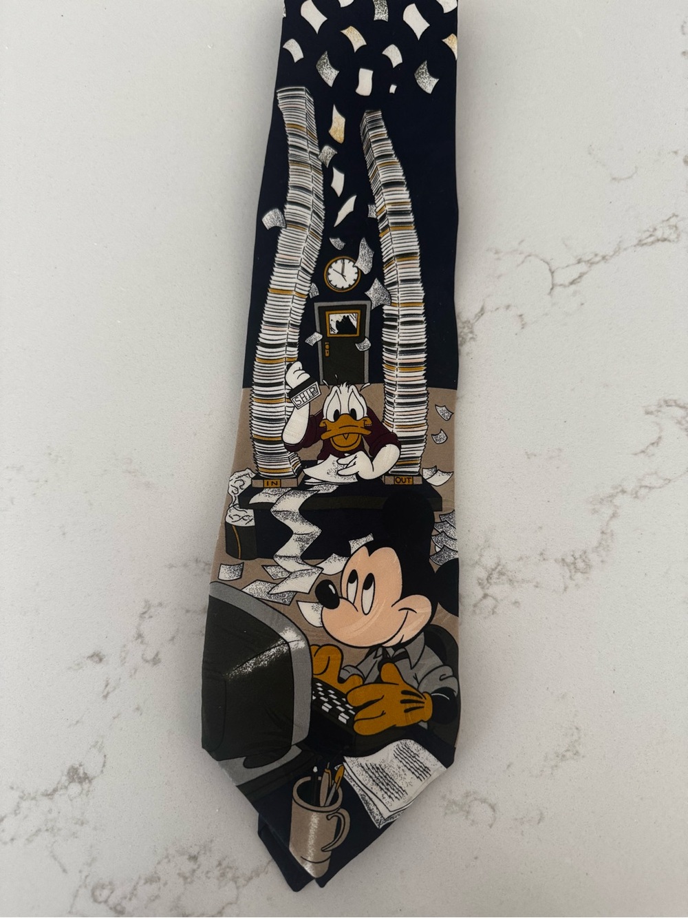 Men's Black Novelty Tie Featuring Classic Cartoon Characters Disney Vintage